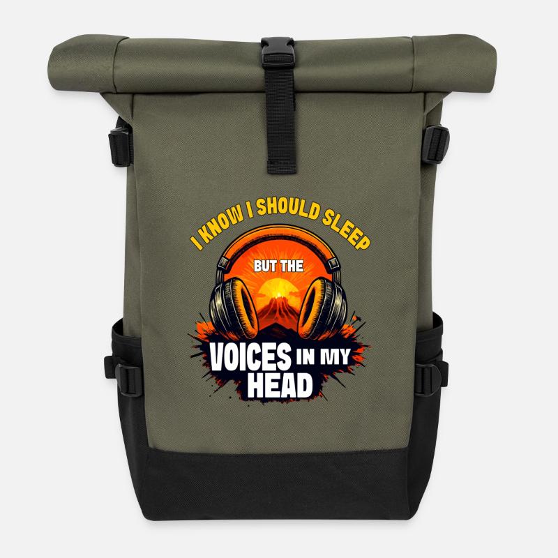 Voices in My Head Sunset Design - Roll Top Backpack - olive/black