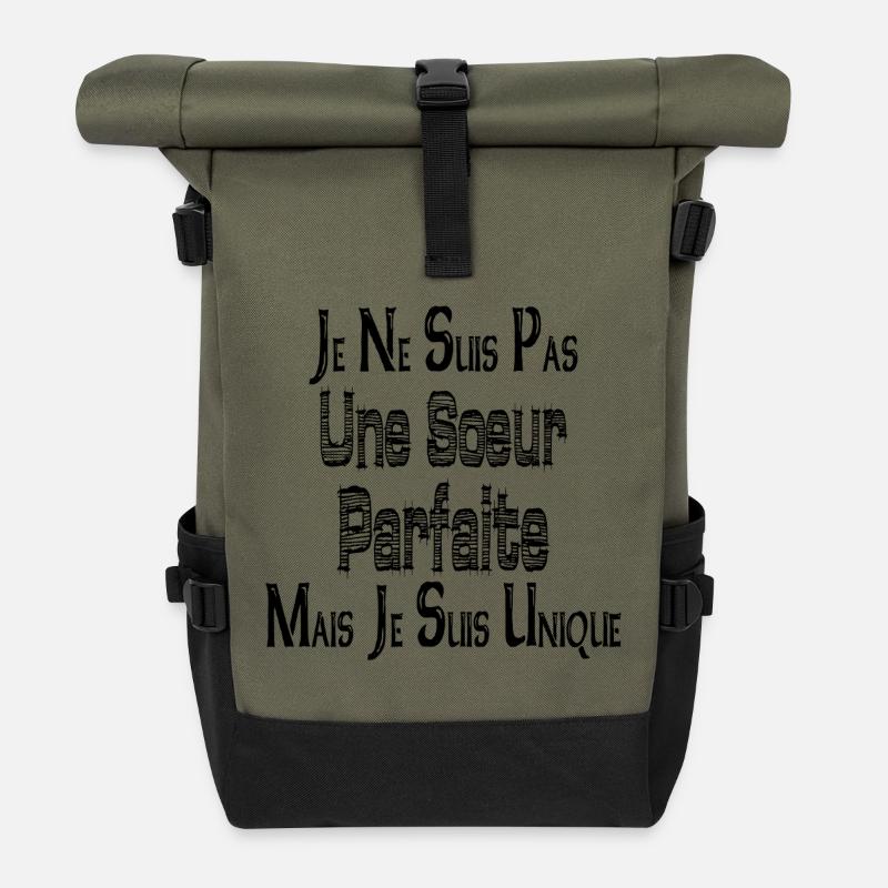 Keine perfekte Schwester, aber ich bin einzigartig - Rolltop Rucksack - Olive/Schwarz