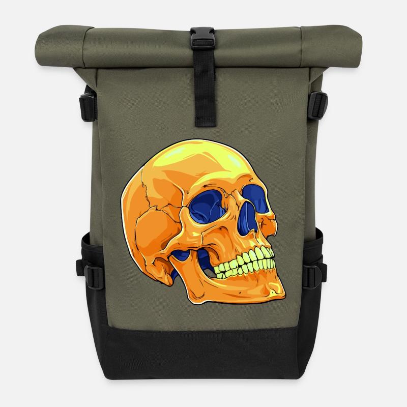 Totenkopf Skull - Rolltop Rucksack - Olive/Schwarz