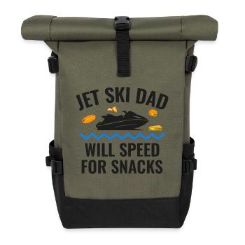 Jet-Ski-Vater rast für Snacks - Rolltop Rucksack - Olive/Schwarz - Vorne