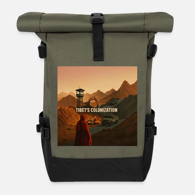 Kolonisierung Tibets - Rolltop Rucksack - Olive/Schwarz