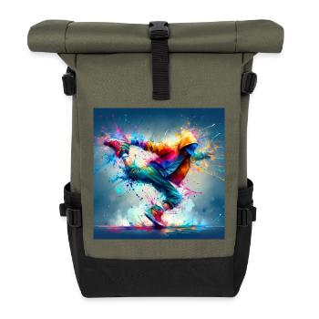 Urbaner Tanz in explosiven Farben - Rolltop Rucksack - Olive/Schwarz - Vorne