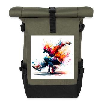 Urban dance in vibrant style - Roll Top Backpack - olive/black - Front