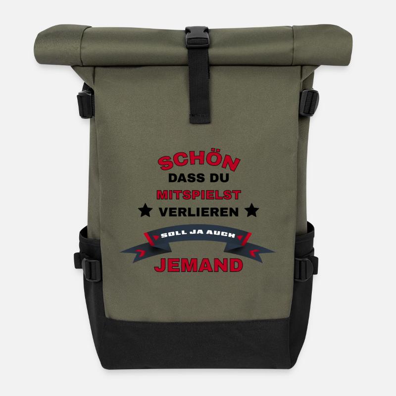 Lustiges Spruchdesign  - Rolltop Rucksack - Olive/Schwarz