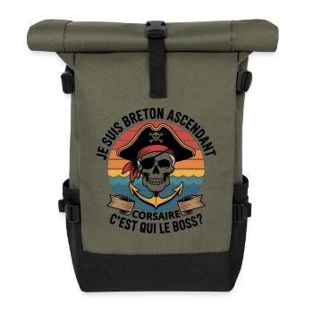 Tête de Mort Pirate à Ancre Colorée - Sac à dos roll top - olive/noir - Devant