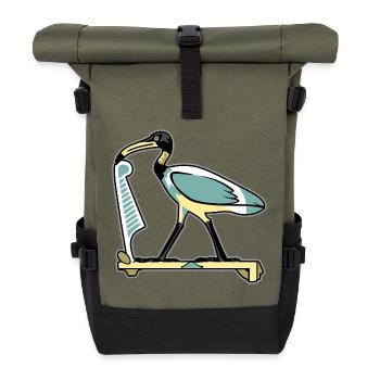THOTH, ägyptisches Symbol - Rolltop Rucksack - Olive/Schwarz - Vorne