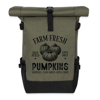Autumn Pumpkins with Rustic Style - Roll Top Backpack - olive/black - Front