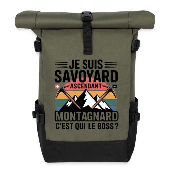 Mountain and Pic de Cime, Nickname of Ascension - Roll Top Backpack - olive/black - Front