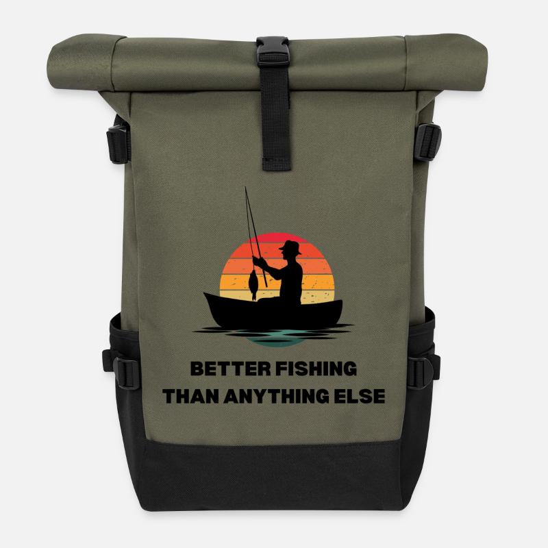 Better fishing than anything else Design Angler - Roll Top Backpack - olive/black