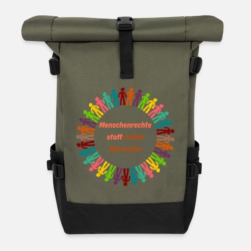 Human rights instead of right-wing people orange - Roll Top Backpack - olive/black