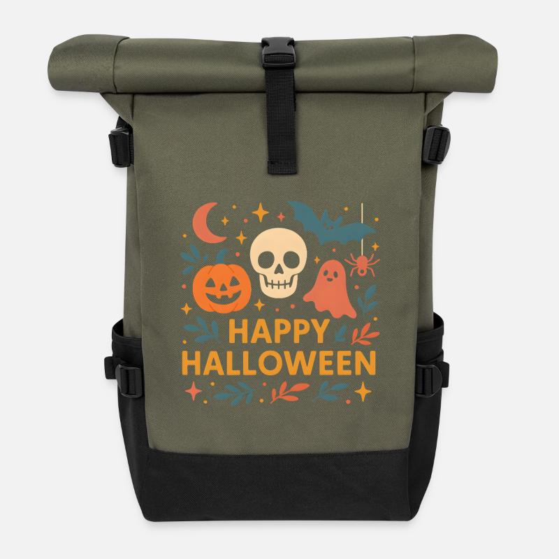 Halloween classique - Sac à dos roll top - olive/noir