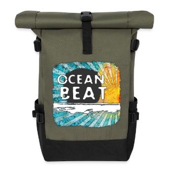 Ozeanischer Sonnenuntergang Design - Rolltop Rucksack - Olive/Schwarz - Vorne