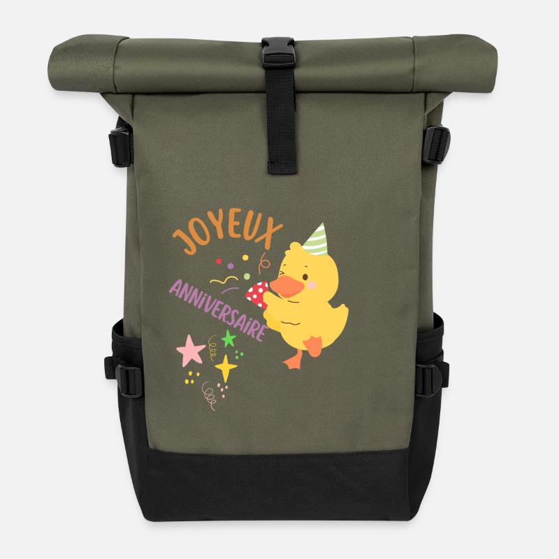 Happy birthday - Roll Top Backpack - olive/black