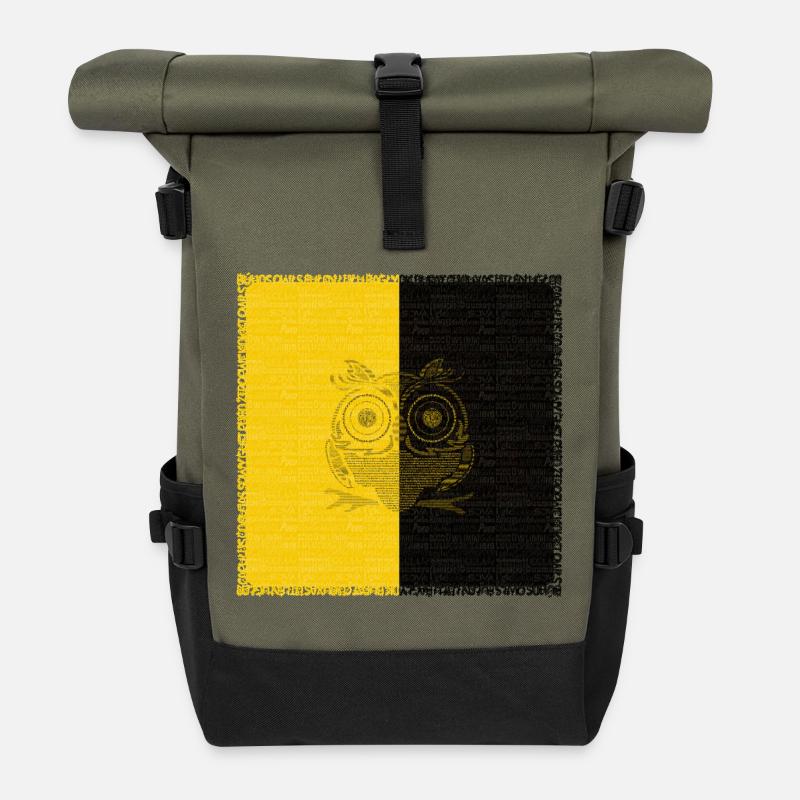VAMNE Letter Owl - Roll Top Backpack - olive/black