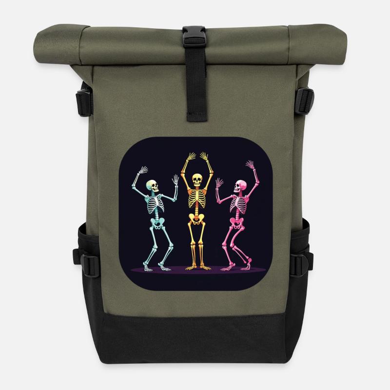 Danseuse squelette d’Halloween dansant - Sac à dos roll top - olive/noir