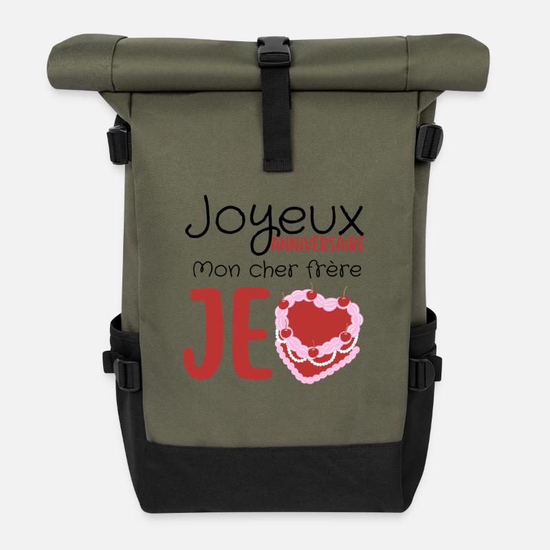 Joyeux anniversaire frère  - Sac à dos roll top - olive/noir