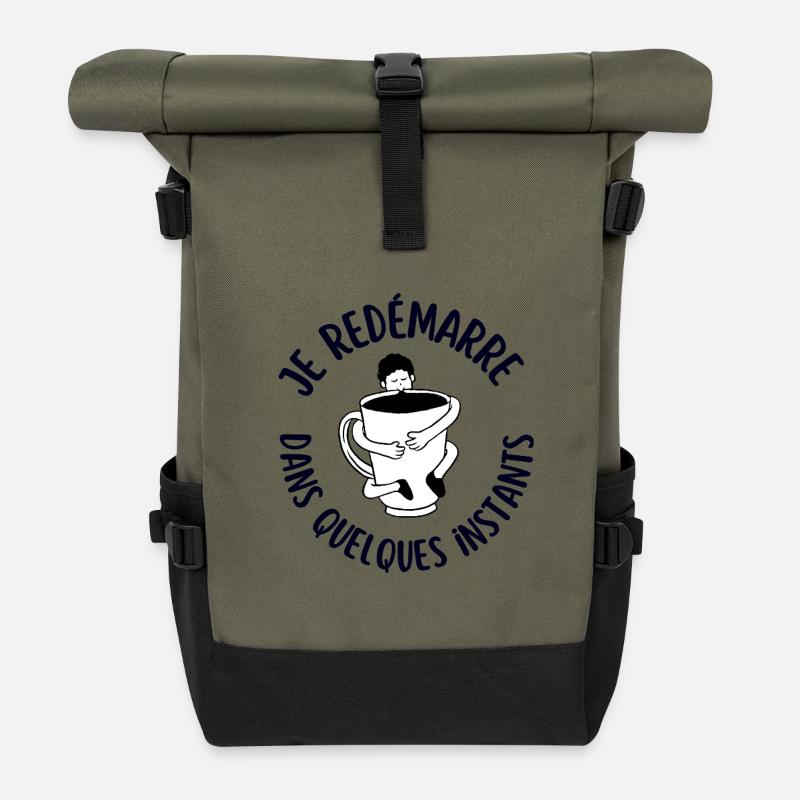 Coffee addict - Roll Top Backpack - olive/black