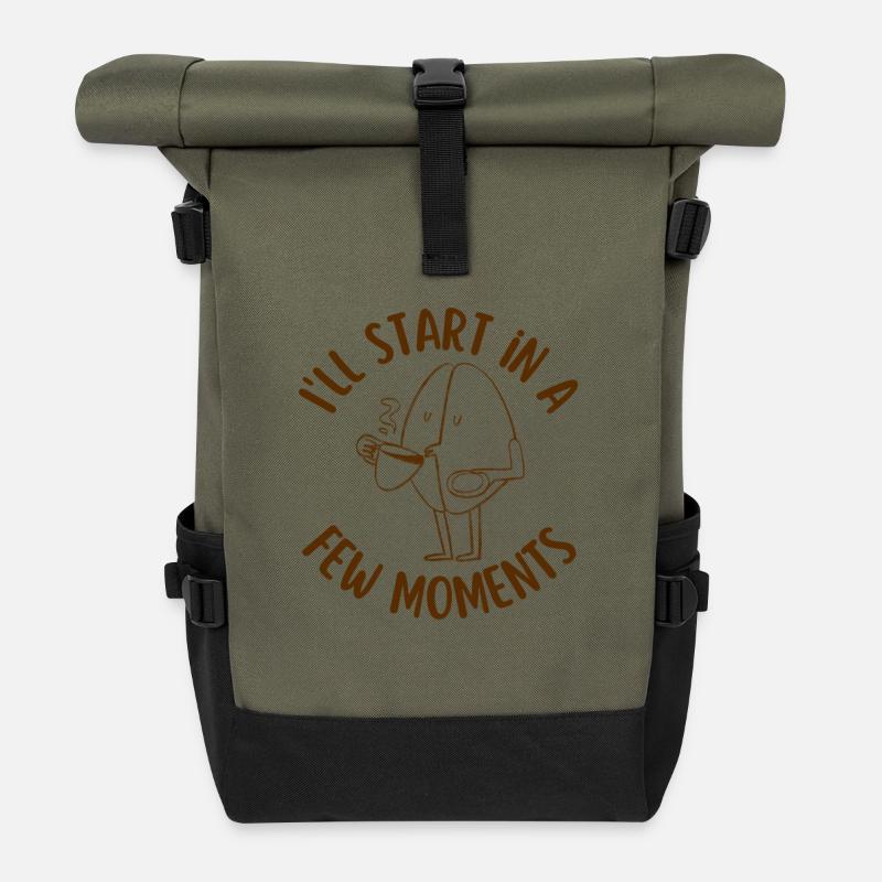 Coffee addict  - Sac à dos roll top - olive/noir