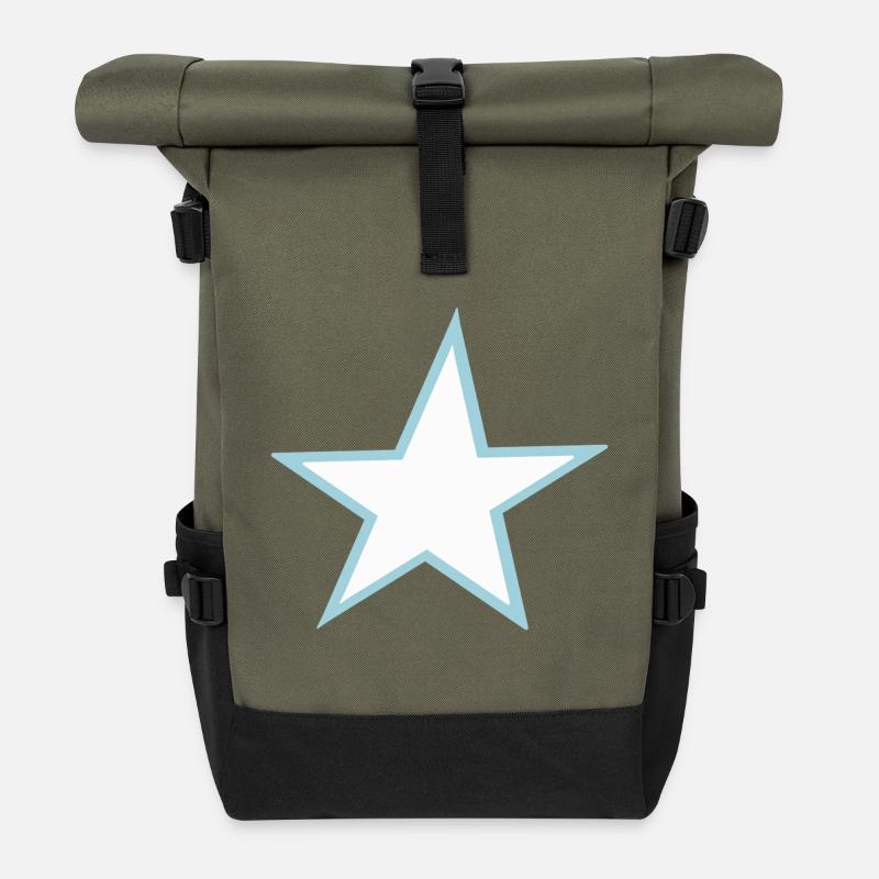 Shining star with blue border - Roll Top Backpack - olive/black