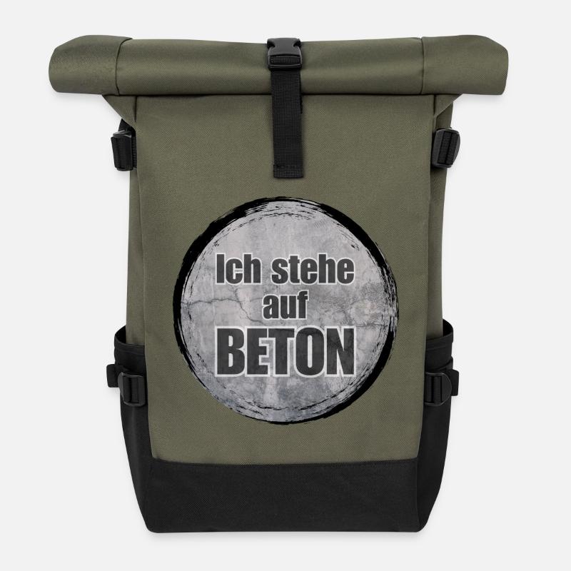I'm into concrete - Roll Top Backpack - olive/black