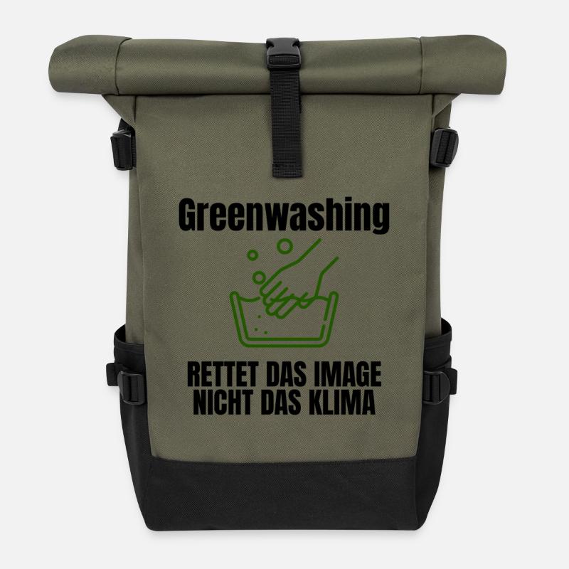 Handwäsche Illustration Trend - Rolltop Rucksack - Olive/Schwarz