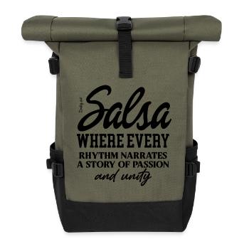 Salsa Tanzfläche Kuba Latin Vibes Shirt - Rolltop Rucksack - Olive/Schwarz - Vorne