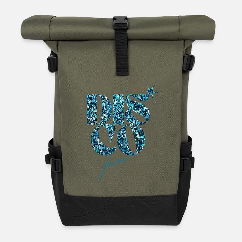Paillettes Disco Fever Blue Design - Sac à dos roll top - olive/noir