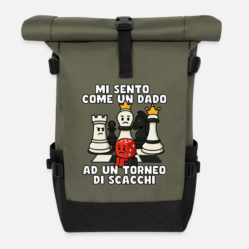 Comme un dé à damier - Sac à dos roll top - olive/noir