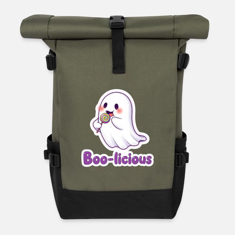 Boolicious Süßes Gespenst - Rolltop Rucksack - Olive/Schwarz