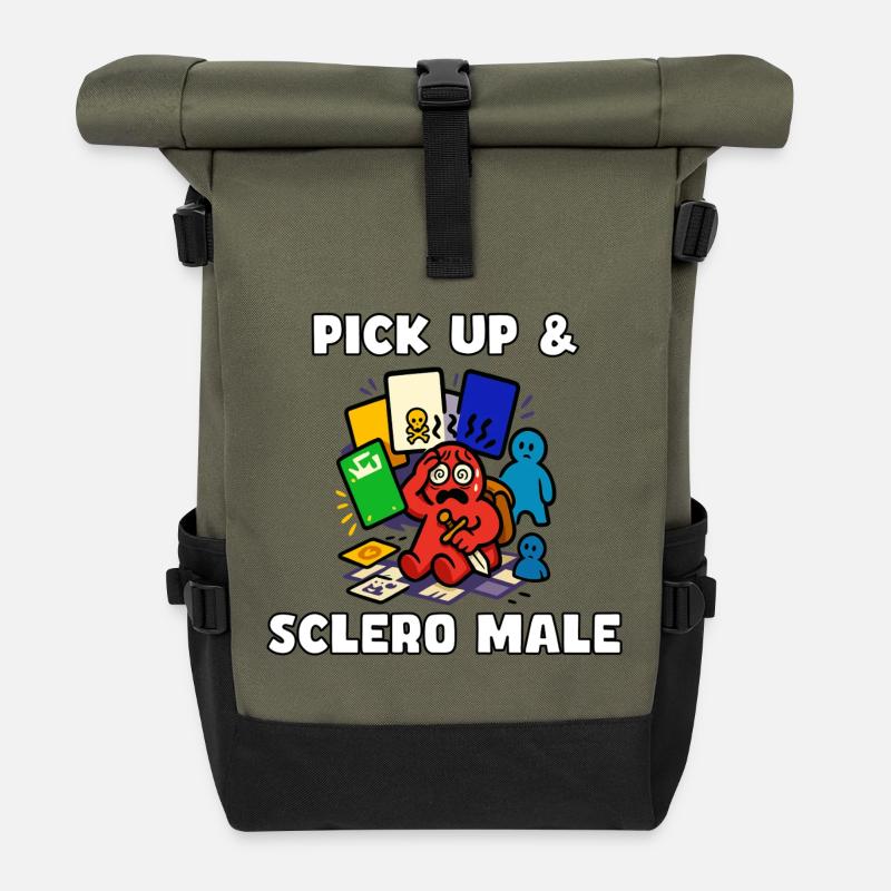 Pick Up & Sclero Male - Roll Top Backpack - olive/black