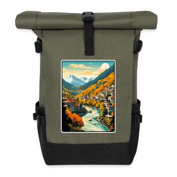 Sarajevo Bosnia Autumn Valley Village Panorama - Roll Top Backpack - olive/black - Front