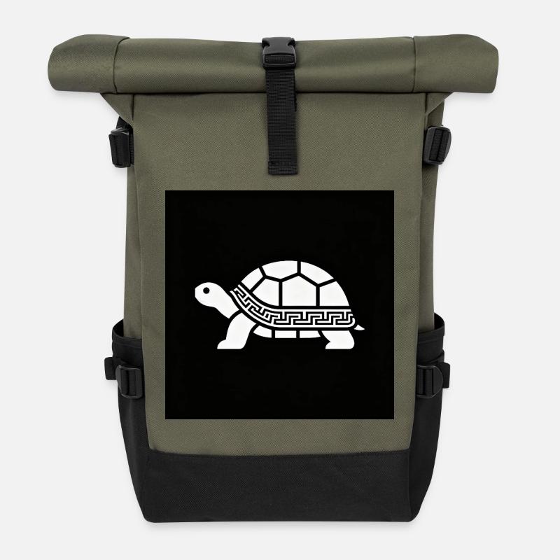 Geometrische Schildkröte mit Muster - Rolltop Rucksack - Olive/Schwarz