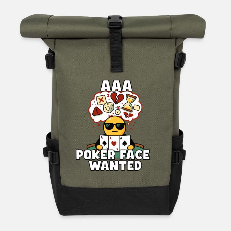AAA Poker Face recherché - Sac à dos roll top - olive/noir