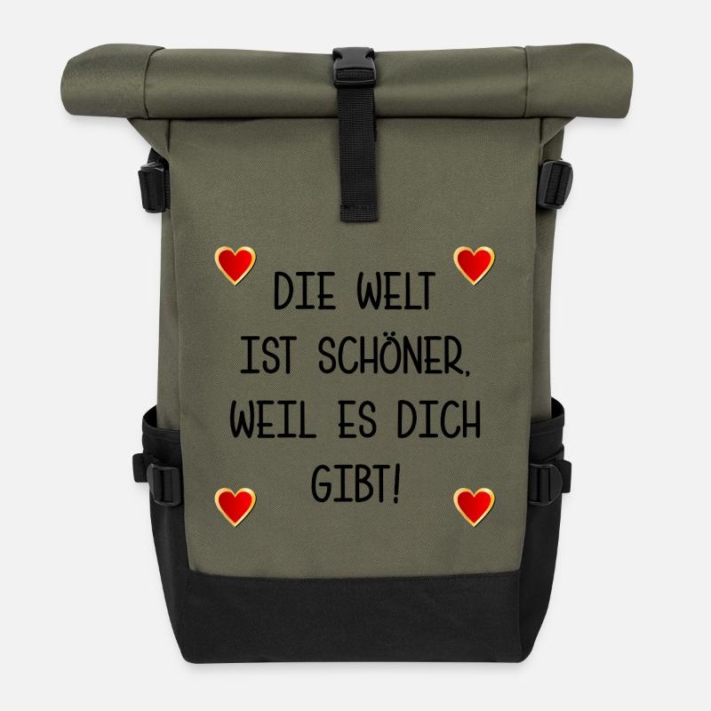 BEZIEHUNG FREUNDSCHAFT SPRÜCHE - Rolltop Rucksack - Olive/Schwarz