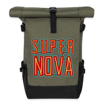 Super Nova Neon Schriftzug - Rolltop Rucksack - Olive/Schwarz - Vorne