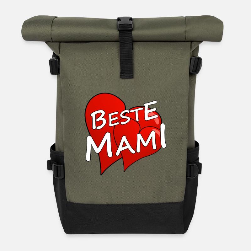 BESTE MAMI - Rolltop Rucksack - Olive/Schwarz