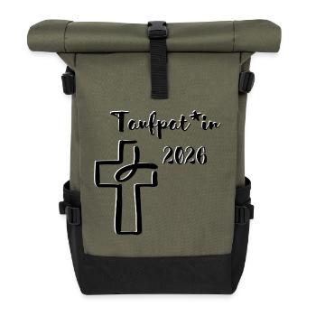 Baptism 2026 gender-appropriate sponsorship cross fish - Roll Top Backpack - olive/black - Front