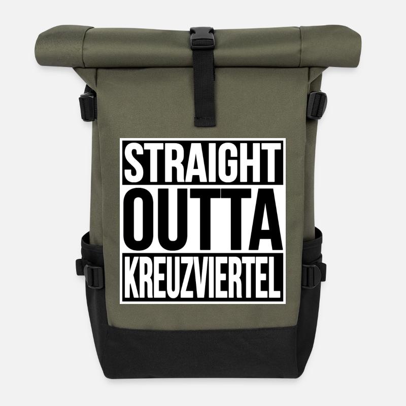 STRAIGHT OUTTA CROSS QUARTER - Roll Top Backpack - olive/black