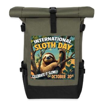 20. Oktober – Internationaler Tag des Faultiers - Rolltop Rucksack - Olive/Schwarz - Vorne