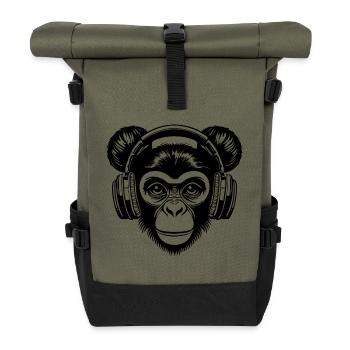 Skateboard Bun Monkey Street Headphones Groove Shirt - Roll Top Backpack - olive/black - Front