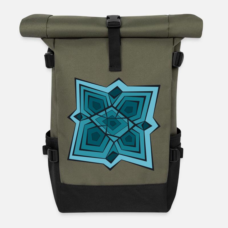 Thème géométrique étoilé - Sac à dos roll top - olive/noir