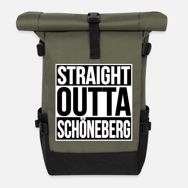Straight Outta Schöneberg BERLIN - Rolltop Rucksack - Olive/Schwarz