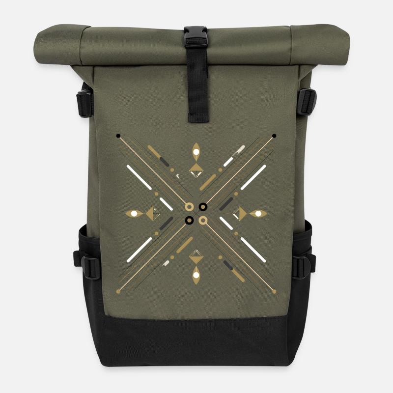 Abstrakt Geometrisch - Rolltop Rucksack - Olive/Schwarz