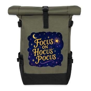 Focus on Hocus Pocus – Magic Witch Spell Design - Roll Top Backpack - olive/black - Front