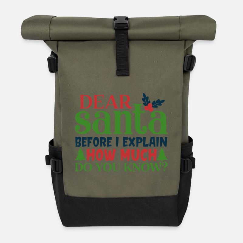 Lieber Weihnachtsmann, bevor ich ein lustiges Zitat erkläre - Rolltop Rucksack - Olive/Schwarz