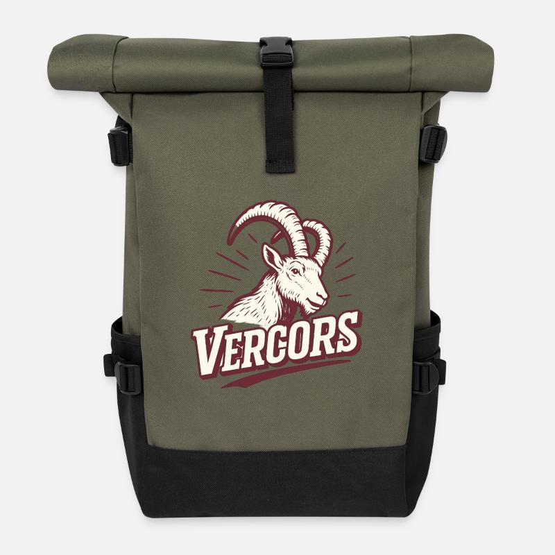 Vercors Ibex Retro Emblem - Roll Top Backpack - olive/black