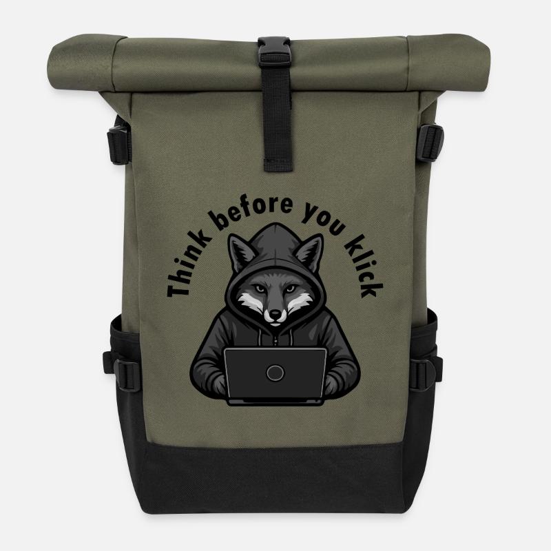 Réfléchissez avant de cliquer - Cybersécurité - Sac à dos roll top - olive/noir