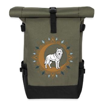 Boho Wolf - Rolltop Rucksack - Olive/Schwarz - Vorne