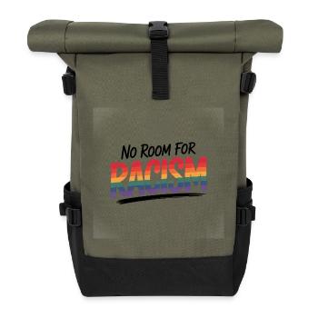 Kein Platz für Rassismus - Cool Pride Logo - Rolltop Rucksack - Olive/Schwarz - Vorne