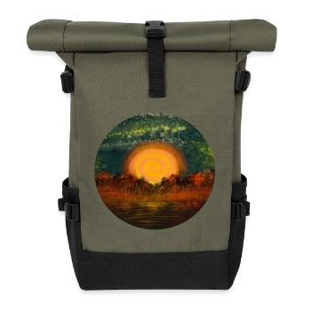 Sonnenkreis am Wasser - Rolltop Rucksack - Olive/Schwarz - Vorne